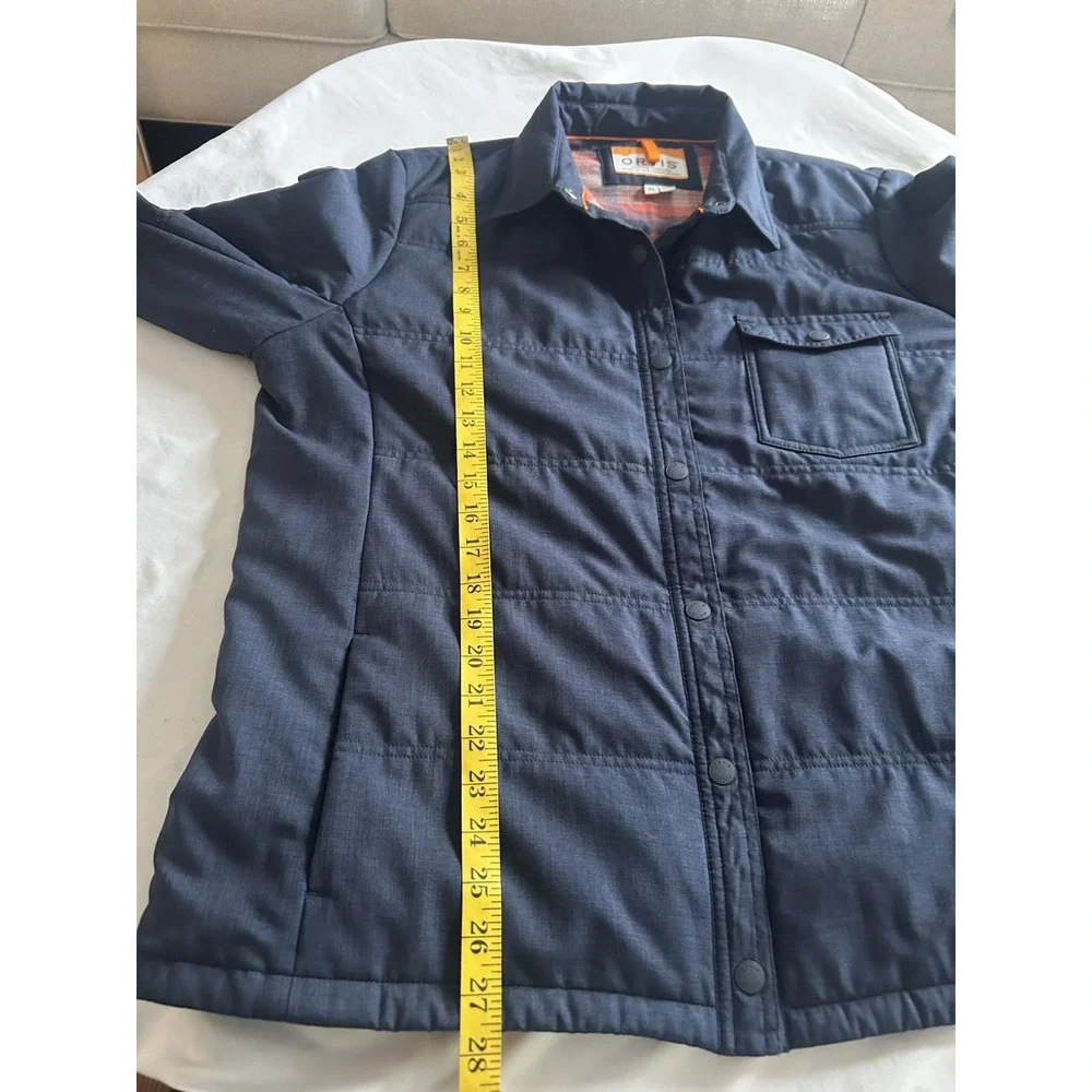 Orvis Flannel Lined Shirt Jacket Mens Size XL Navy Blue Outdoor Classic Comfort
